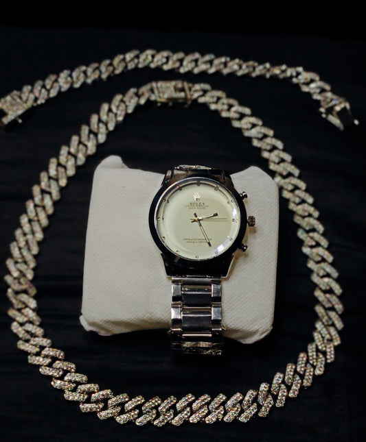 Icedout chain + Rolex Watch